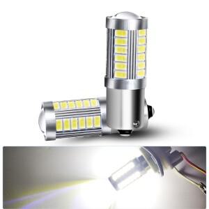 2개 PY21W 5W 1156 Ba15s Bay15d 33 SMD LED 자동차 플래시 브레이크 전구 후진 주차등