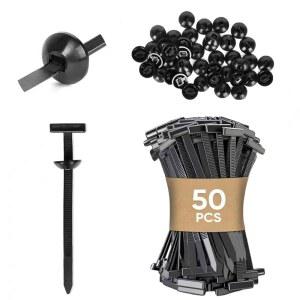 50팩 나일론 유니버설 케이블 타이 버클 T 스타일 클립, 자동차 플라스틱 리벳 푸시 핀, 범퍼 리테이너용 오토 바디 패스너, 펜더 라이너, 도어 패널 및 배선 하네스