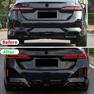 BMW 5 시리즈 G60 또는 2024 배기 장식 커버 2개, 파이프 트림 스포츠 바디 튜닝 액세서리 스타일링 리핏