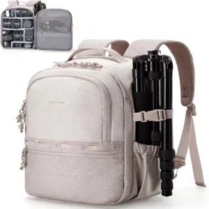 백스마트 카메라 백팩 니콘과 호환되는 사진작가용 DSLR SLR 숄더 스트랩 2-in-1 여행용 12.9인치 베이지
