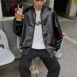 [하프클럽/셀러허브_여성트랜드패션]남자 레더 대학생 검정자켓간절기자켓