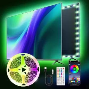 TK99SW 9.84피트 스마트 RGB LED TV 백라이트 스트립 32-45인치 음악 동기화 블루투스 앱 및 리모컨 침실
