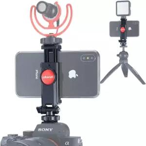 ULANZI ST-06S 카메라 핫 슈 폰 홀더 유연한 휴대폰 삼각대 마운트 어댑터 마이크 LED 조명용 더블 콜드