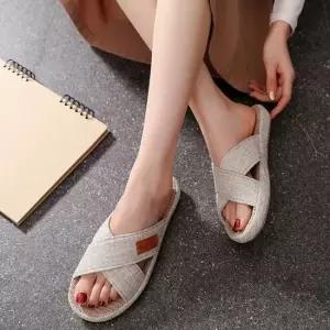 여름 린넨 비치 마슬리퍼 남녀공용 커플 슬리퍼 여름슬리퍼 마슬리퍼 왕골슬리퍼