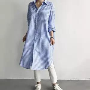 친절한탄씨 TBZ 줄무늬 롱셔츠 스트라이프 남방티 오버핏 줄무늬셔츠 롱남방 줄무늬블라우스