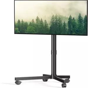 모바일 TV 카트 롤링 스탠드 23-60인치 LCD LED OLED 평면 곡면 스크린 최대 88파운드 높이 조절식 휴대용