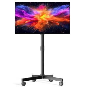Zontera 모바일 롤링 TV 스탠드 온 휠, 23-60인치 LCD LED 평면 곡면 스크린 TV용 스탠드, 최대 88파운드, Max VESA 400x400mm, 블랙