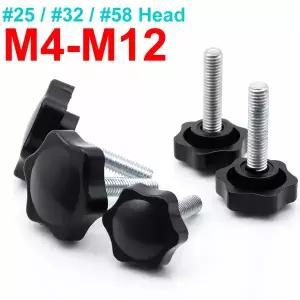 호환  1-5pcs 스타 노브 나사 클램핑 노브 볼트 나사형 조이는 볼트 플라스틱 헤드 M4 M5 M6 M8 M10  25  3