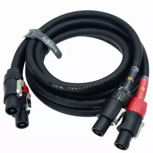 2Pack Pro Speakon에서 남성 스피커 게이지 와이어 잠금 케이블 쌍 12AWG 프로페셔널 오디오 코드(포트