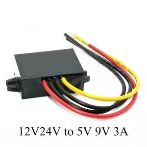 호환  차량용 DC DC 스텝 다운 컨버터 방수 전원 공급 모듈 LED 디스플레이 12V-9V 5V 3A 18W