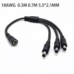 호환 모든 구리 DC5.5 2.1mm 분배기 코드 모니터링 전원 케이블 전선가리개 12V LED 1 암-3 수 0.3M 0.7M 1