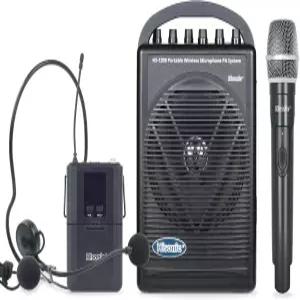 내장된 UHF 무선 마이크가 있는 Hisonic HS120B 충전식 휴대용 PA(공개 주소) 시스템(휴대용 + 벨트 팩