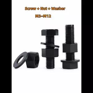 호환  10Pcs PA66 검정색 나일론 육각 나사 너트 와셔 나사 식 육각 머리 볼트 플라스틱 절연 볼트 M3 M4 M
