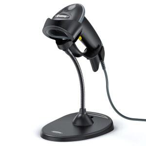 구스넥 스탠드가 있는 Eyoyo 핸드헬드 2D 바코드 스캐너, 자동 USB 유선 QR 코드 스캐너 리더 지원 PC POS 시스템 라이브러리 스토어 슈퍼마켓 체크아웃, 재고 확인을 위한 화면 스캔