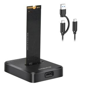 엘루텡 M.2 NVMe 및 SATA-USB C 도킹 스테이션 듀얼 프로토콜 to USB 어댑터 10Gbps 외장 SSD 인클로저(M 키, B+M 키 지원 2280 2260 2242 2230 SSD, 2in1 케이블 포함)