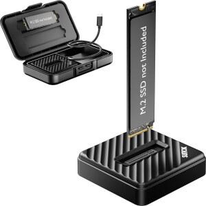 SUITOK M.2 NVMe SATA SSD 리더(스토리지 박스 포함), 외장 PCIE NGFF 드라이브용 10Gbps M2-USB A-C 어댑터, 22110 2280 2260 2242 2230 데이터 전송 복구를 지원하는 도구 없는 도킹 스테이션