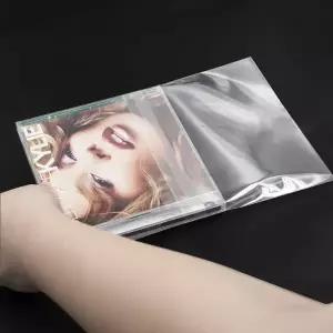 50pcs 수평 CD 보호 외부 가방 투명 일반 CD 가방 먼지 및 방습 접착 플랫 재사용 가능 보관 슬리브