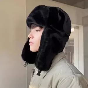 잠금 버클 디테일 퀄팅 내피 퍼 귀도리 방한모자 방한모