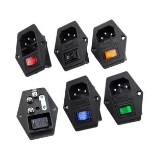 1세트 10A AC 250V 소켓 퓨즈 C14 EC320 스위치 3단자 로커 전원 홀더 Red with light