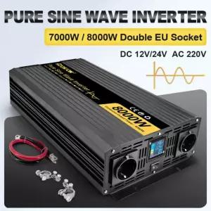 RDDSPON 순수 사인파 태양광 LCD 7000W 인버터 소켓 EU 8000W 이중
