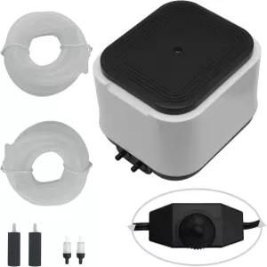 대형 어항용 수족관 에어 펌프 최대 300/600갤런 듀얼 콘센트 5W/10W 190/260GPH 조절식 에어레이터 스톤