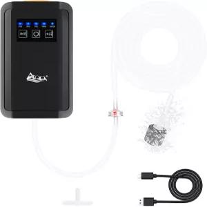 AQQA 아쿠아리움 에어 펌프 어항 에어레이터 배터리 백업 물고기 산소 충전식 휴대용 버블러 스톤 튜브 및