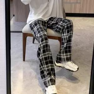 [하프클럽/]기모 양털 안감 와이드핏 겨울용 체크 패턴 잠옷바지