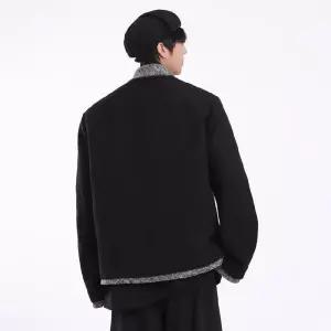 토르 남성용 검정 봄 얇은 재킷 칼라 코트 OPH1