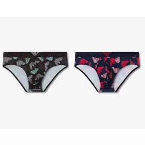 매장정품 EMPORIO ARMANI UNDERWEAR 엠포리오 아르마니 언더웨어 남성 3D 이글 패턴 폴리 브리프 2종 SET(0