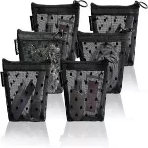 미니 메시 하트 메이크업 가방 세트 지퍼가 달린 립스틱 액세서리 정리 여행용 파우치 (블랙6pcs) 6PCS Black