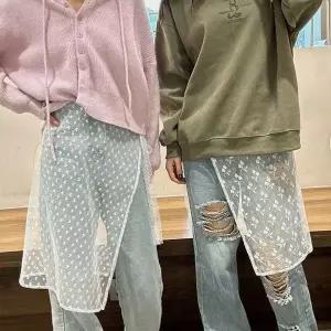 [하프클럽/]치마 랩스커트 망사 레이어드 시스루 여자 페이크