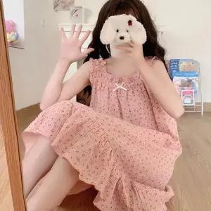[하프클럽/]귀여운 체리 러블리 원피스 여자 여름 패턴 잠옷 나시