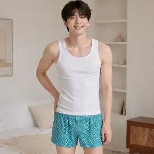 [롯데백화점]비비안 (2컬러택1) 순면 100 화사한 컬러와 행운의 클로버패턴 남성 트렁크 TP9860