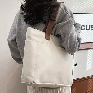 [하프클럽/]캔버스 쇼퍼 백 빅사이즈 사각 천가방 보부상 가방 3색