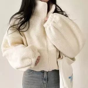[하프클럽/]뽀글이 하이넥 크롭 자켓 점퍼 아우터