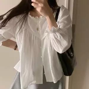 [하프클럽/]레이스 프릴 여성 플레어 하객룩 쉬폰 블라우스