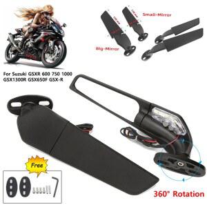 스즈키 GSXR 600 750 1000 GSX1300R GSX650F GSX-R 오토바이 미러 수정 된 바람 날개 조정 가능한 회전 백미러