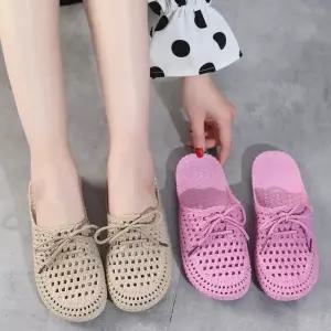 [하프클럽/]펀칭 여성 여름 슬리퍼