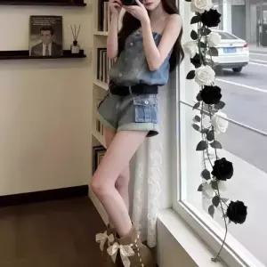 헐크 여친 여사친 데님 여름 빈티지 청반바지 튜브톱 반바지 점프슈트 KKE2