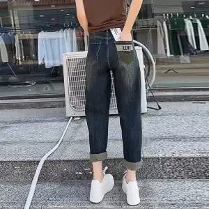 스파이더맨 바지 여성용 배핏 배기 청바지하이웨스트 스판 대디 OPH3
