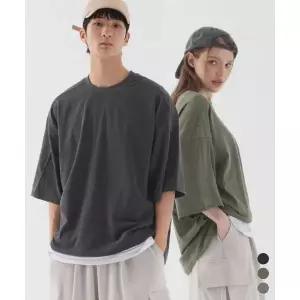 PIANER [2 PACK] 피그먼트 절개 오버핏 반팔 티셔츠 (3color)