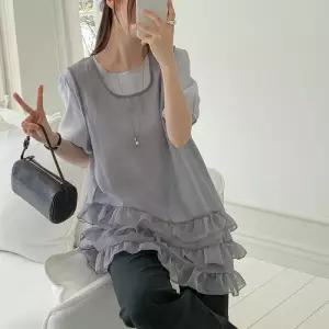 [옷자락]여자 시스루 프릴 언발 캉캉 레이어드조끼 여름 나시
