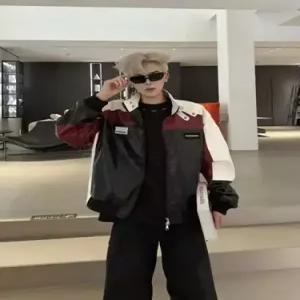 엘럽 남성용 빈티지 가죽 코트 재킷 PU가죽 항공 쇼트 점퍼 차이나 박템1