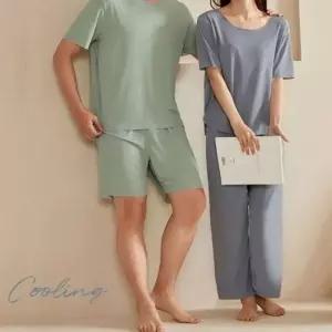[하프클럽/]여름용 인견 쿨링 파자마 반팔 상하의 커플 잠옷 남녀 홈웨어 반