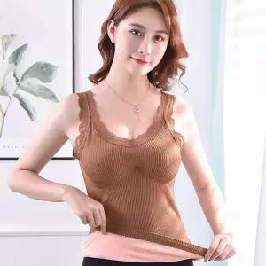 [라일리여성언더웨어] Rly 내장브라기모나시 여자레이스탑 끈캐미솔 브라운