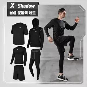 X-shadow 남자 운동복 세트 올인원 헬스복 트레이닝복 요가복 레깅스