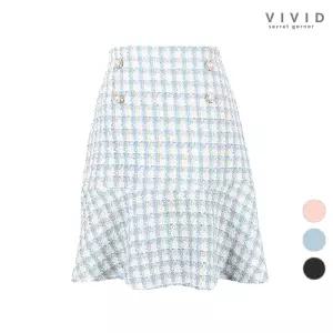 [비비드 시크릿가너]VIVID 체크 트위드 진주단추 스커트