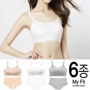 [보리보리/마이핏]주니어 2단계 3단계 노와이어 베이직브라팬티 6종세트