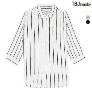 TBJ 남성 7부 루즈핏 스트라이프 셔츠 T192SH230P)