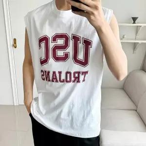 [하프클럽/코디제이]남자 M USC 나시 프린티 오버핏 민소매 티셔츠